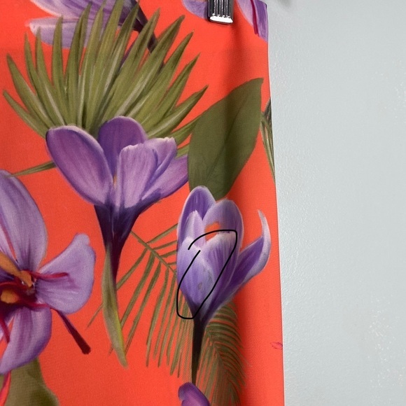 Alice & Olivia Athena Floral Pant Orange Purple Tropical Sz 8 Wide Leg High Rise - Picture 8 of 8